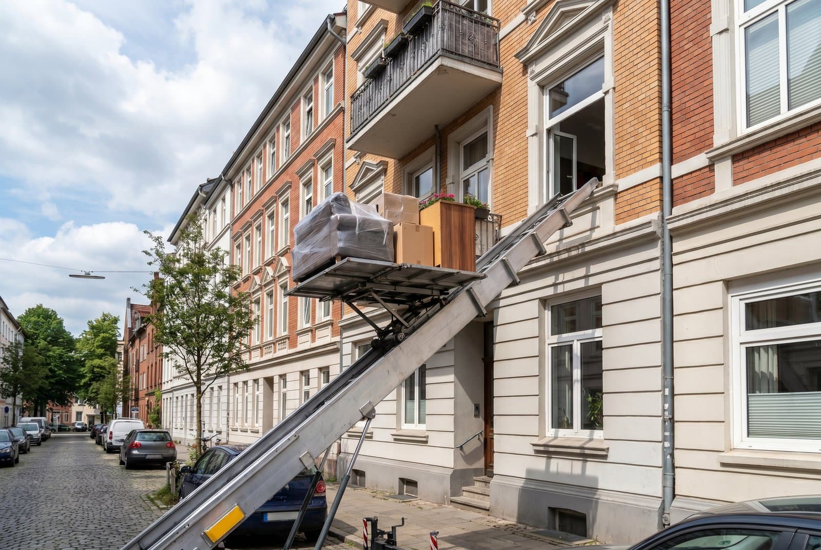 Außenaufzug im Einsatz in Leipzig